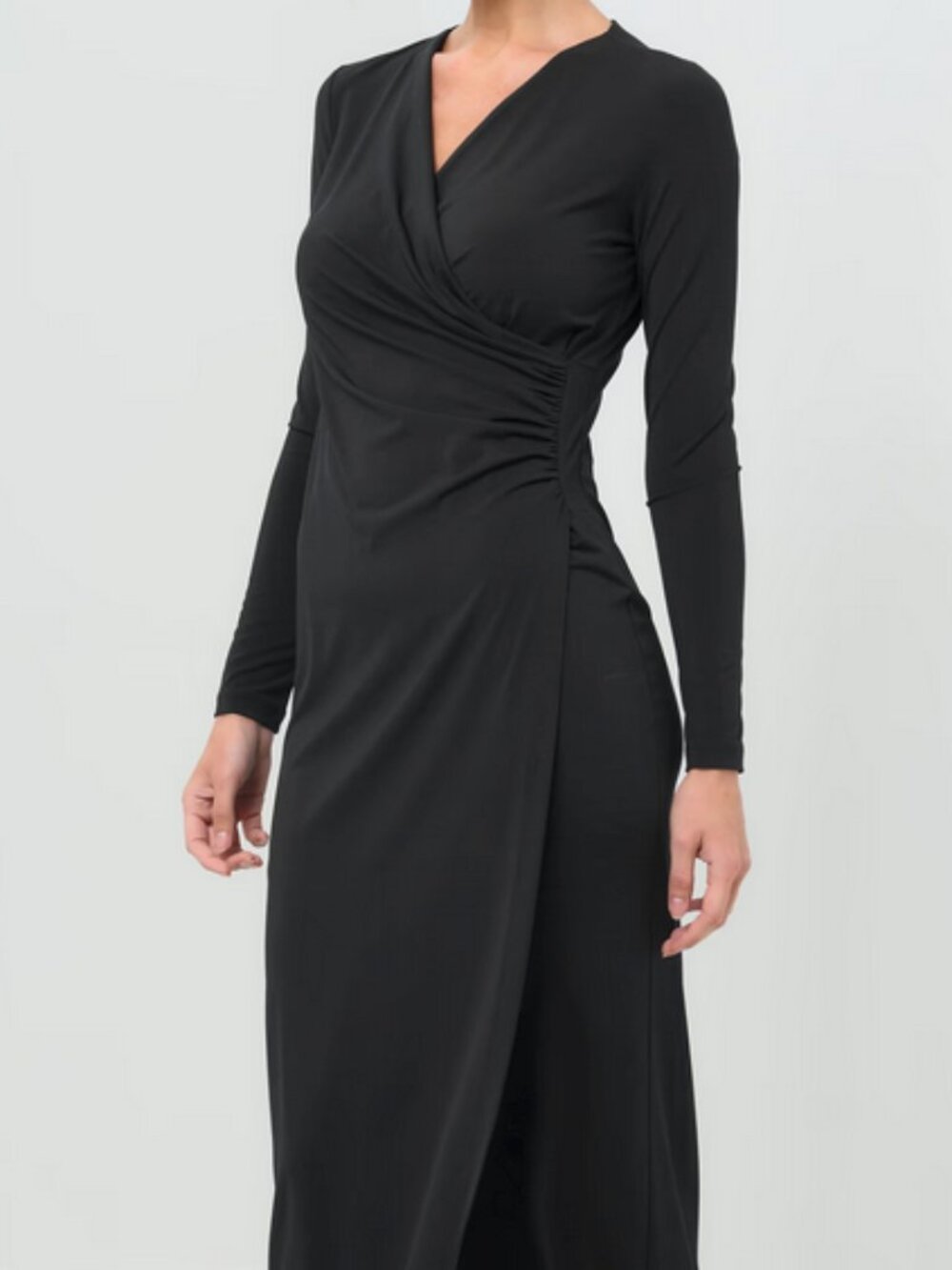 Anatomie Janie Black Faux Wrap Maxi Dress Size Large Brand New NWT!